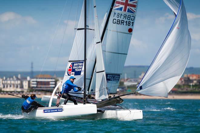 Lucy Macgregor and Andrew Walsh, Nacra17 - 2014 Sail for Gold Regatta, day 4 ©  Paul Wyeth / RYA http://www.rya.org.uk